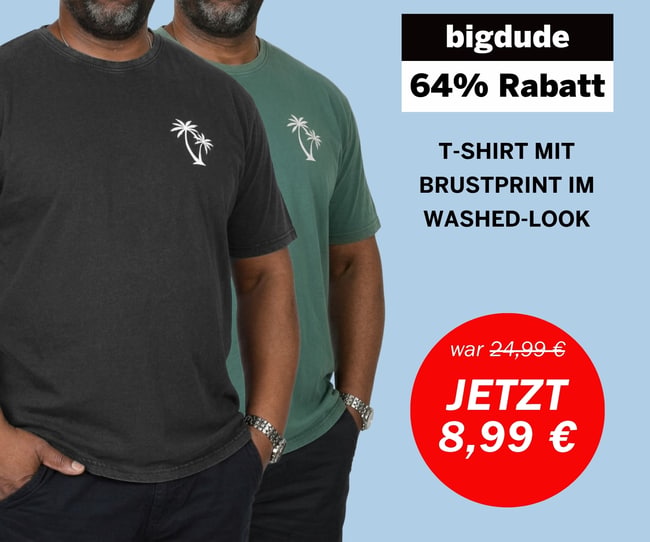 Bigdude Wochenangebot – T-Shirt mit Brustprint jetzt nur 8,99 €